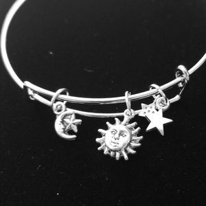 Boutique Jewelry - Moon, Sun & Stars Silver Slide Charm Bracelet Boutique Jewelry - Moon, Sun & Stars Silver Slide Charm Bracelet